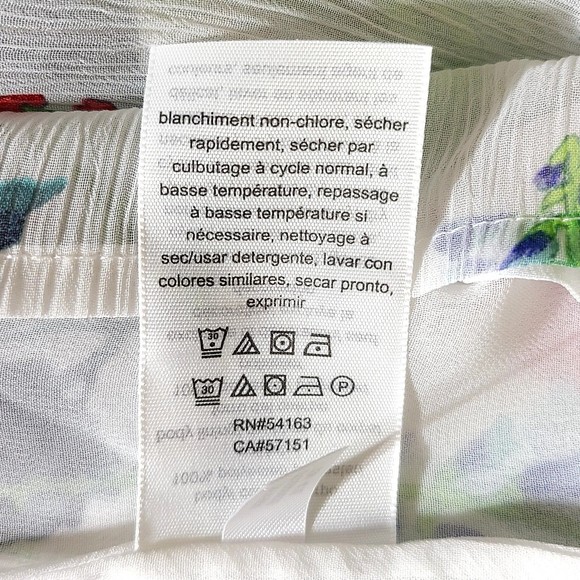 Tommy Hilfiger Blouse Size M Botanical Tie Smocking Long Sleeve Lined Multicolor - Picture 12 of 13